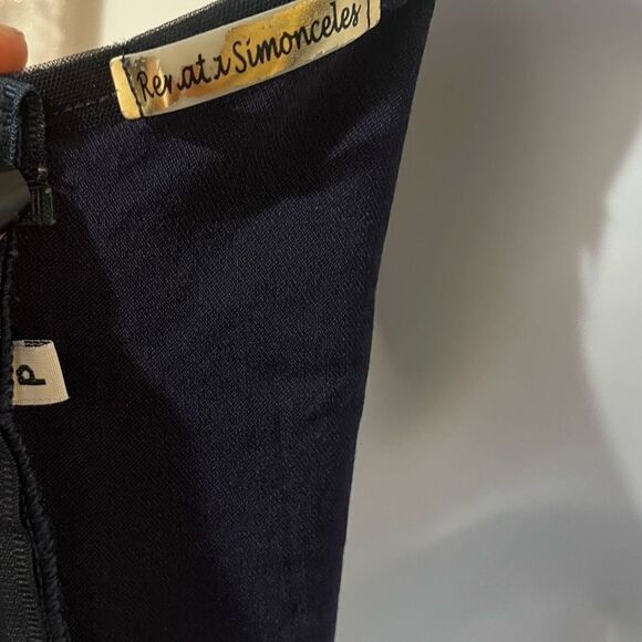 Renata Simonceles Women's Navy Crew Neck Midi Dress Gold Buttons Small - Picture 5 of 7